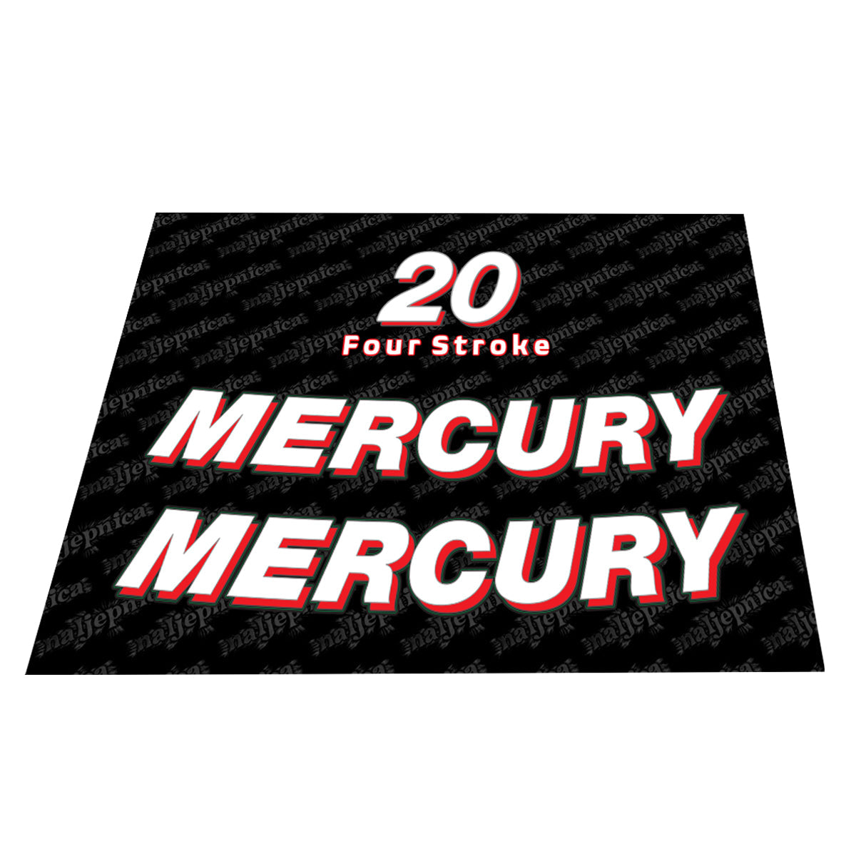 Mercury 20 Four Stroke (2006-2012) Outboard Decal (Sticker / Aufkleber) Set replacement decal set