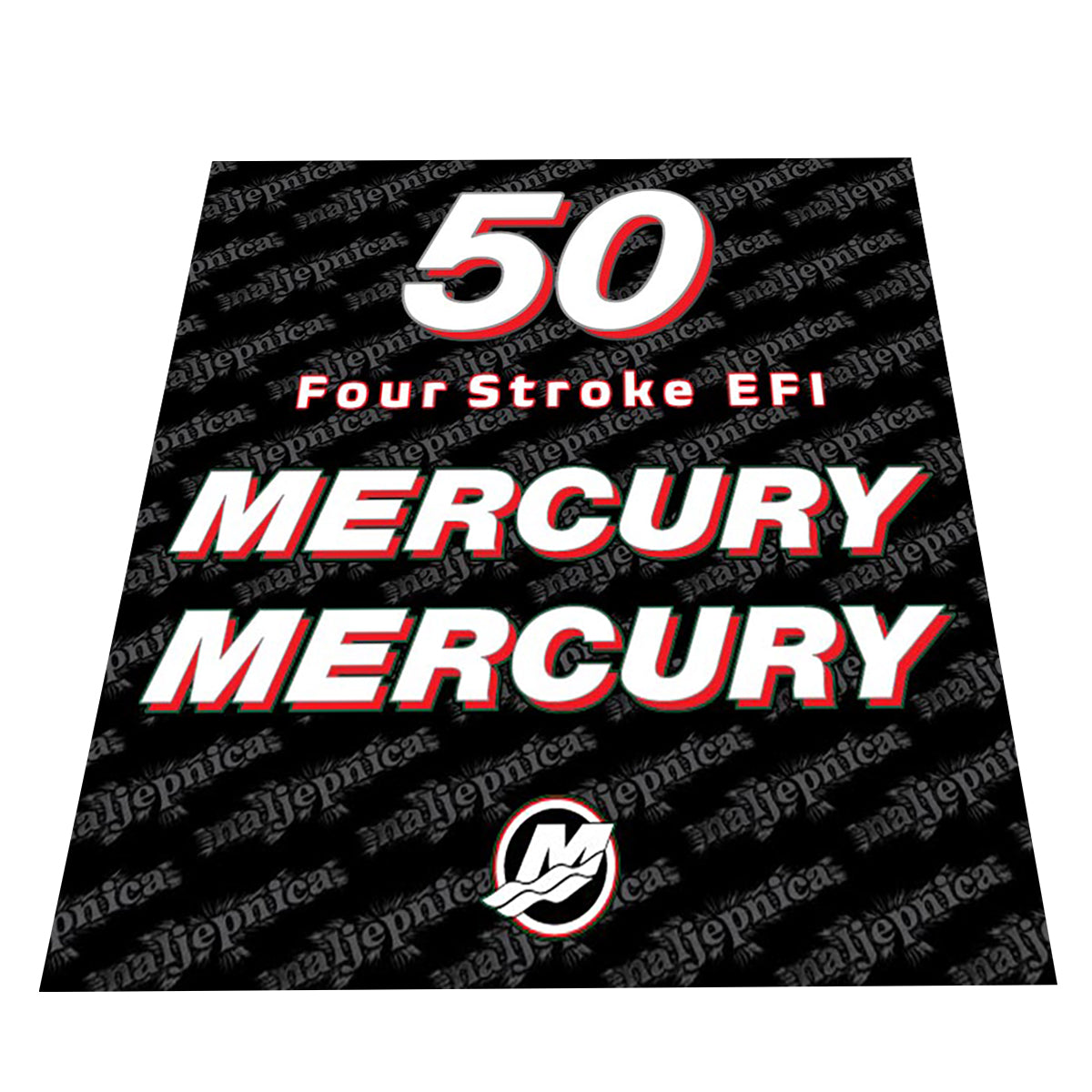 Mercury 50 Four Stroke EFI (2006-2012) Outboard Decal (Sticker / Aufkleber) Set replacement decal set