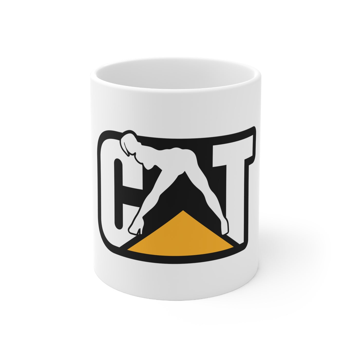Cat Caterpillar Stripper Girl Ceramic Coffee Mug 11oz, heavy equipment operator gift
