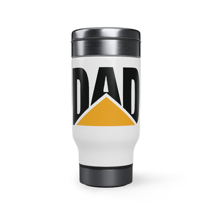 DAD Cat Caterpillar Stainless Steel Travel Mug with Handle, 14oz, Gift for Dad