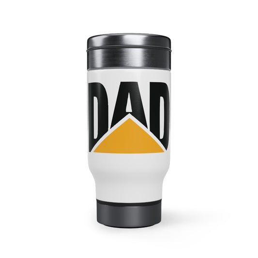 DAD Cat Caterpillar Stainless Steel Travel Mug with Handle, 14oz, Gift for Dad
