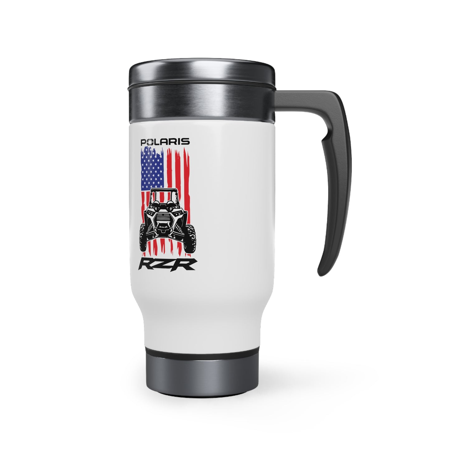 Polaris RZR US Flag Stainless Steel Travel Mug with Handle, 14oz,