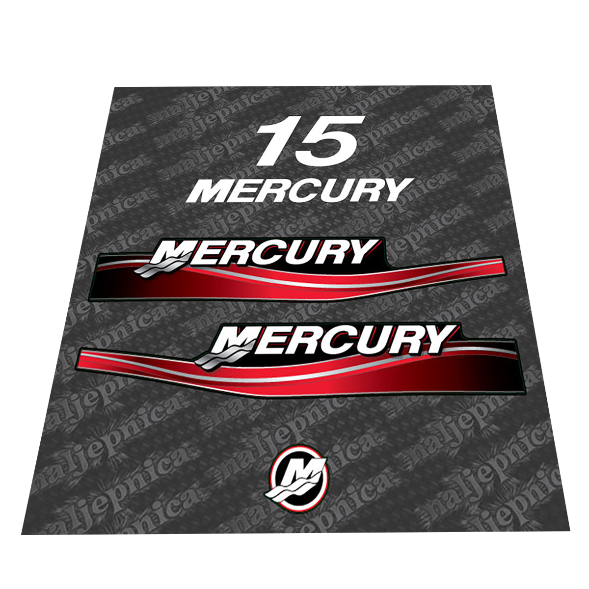 Mercury 15 (2005-2007) Outboard Decal (Sticker / Aufkleber) Set replacement decal set
