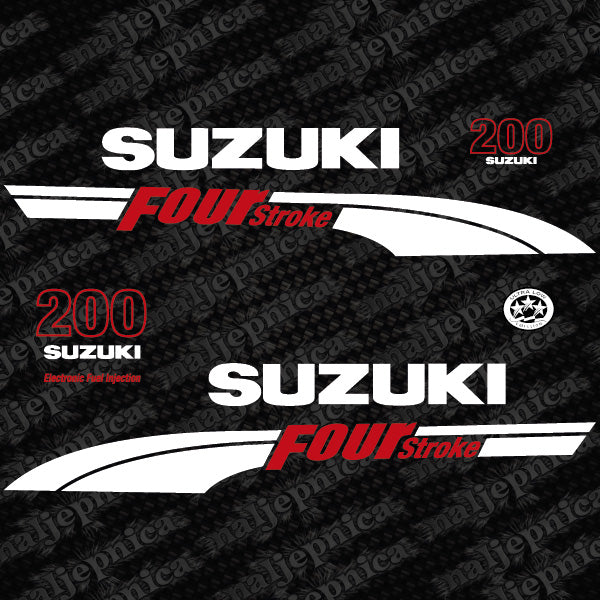 Suzuki 200 Four stroke (2004) outboard decal aufkleber adesivo sticker set replacement decal set