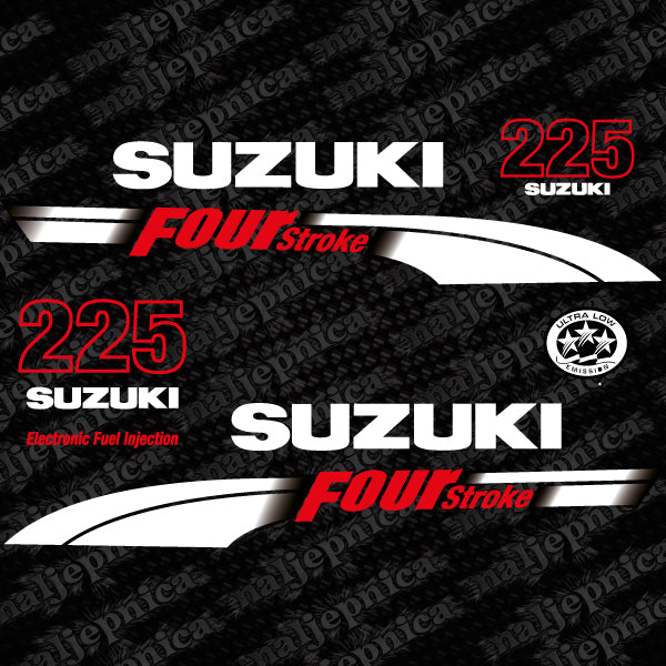 Suzuki 225 Four stroke (2004) outboard decal aufkleber adesivo sticker set replacement decal set