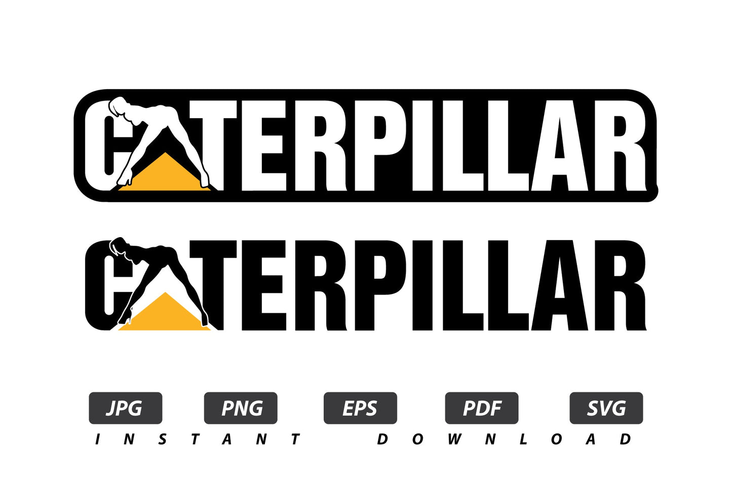 CAT Caterpillar Girl Wide Vector Logo / EPS / SVG / PDF / JPG / PNG Instant Download / Print Cut Template