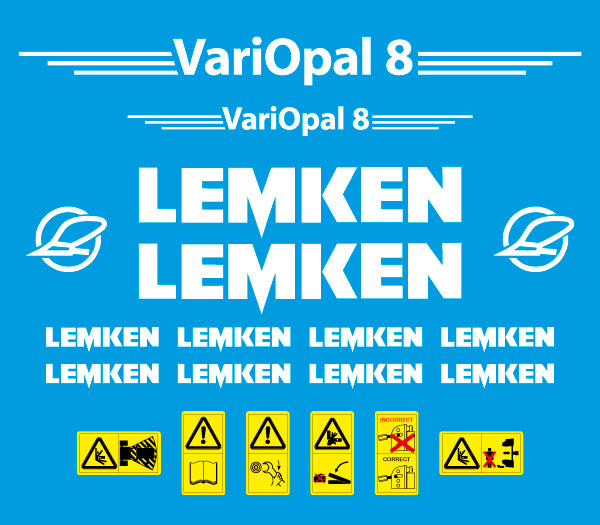 Lemken VariOpal 8 plow pflug decal aufkleber adesivo sticker set replacement decal set