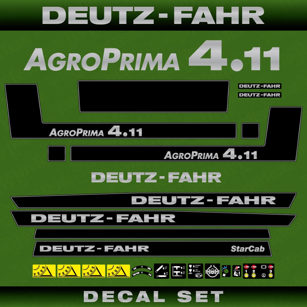 Deutz Fahr AgroPrima 4.11 Aftermarket Replacement Tractor Decal (Sticker) Set replacement decal set
