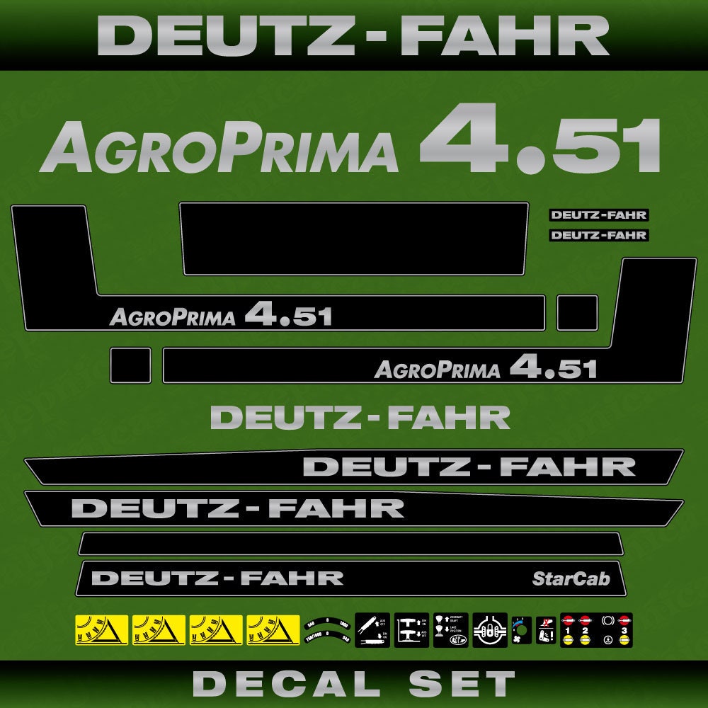 Deutz Fahr AgroPrima 4.51 Aftermarket Replacement Tractor Decal (Sticker) Set replacement decal set