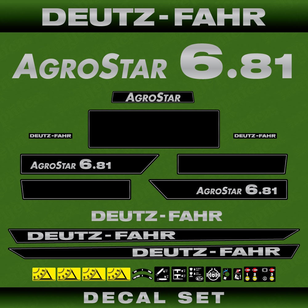 Deutz Fahr AgroStar 6.81 Aftermarket Replacement Tractor Decal (Sticker) Set replacement decal set