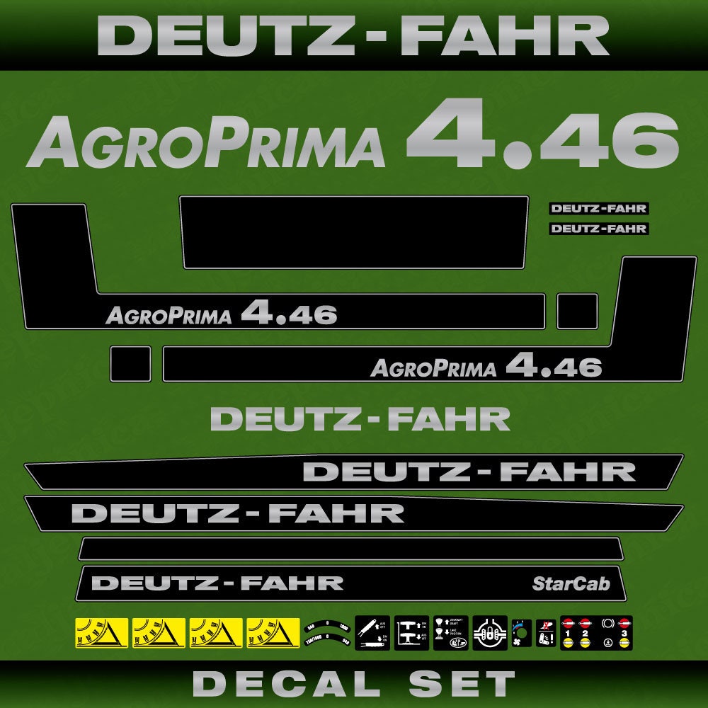 Deutz Fahr AgroPrima 4.46 Aftermarket Replacement Tractor Decal (Sticker) Set replacement decal set