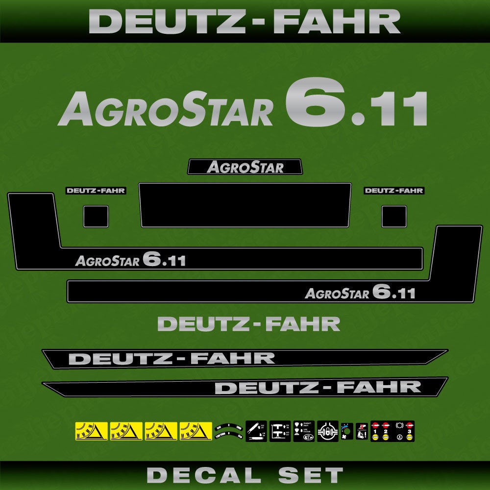 Deutz Fahr AgroStar 6.11 Aftermarket Replacement Tractor Decal (Sticker) Set replacement decal set