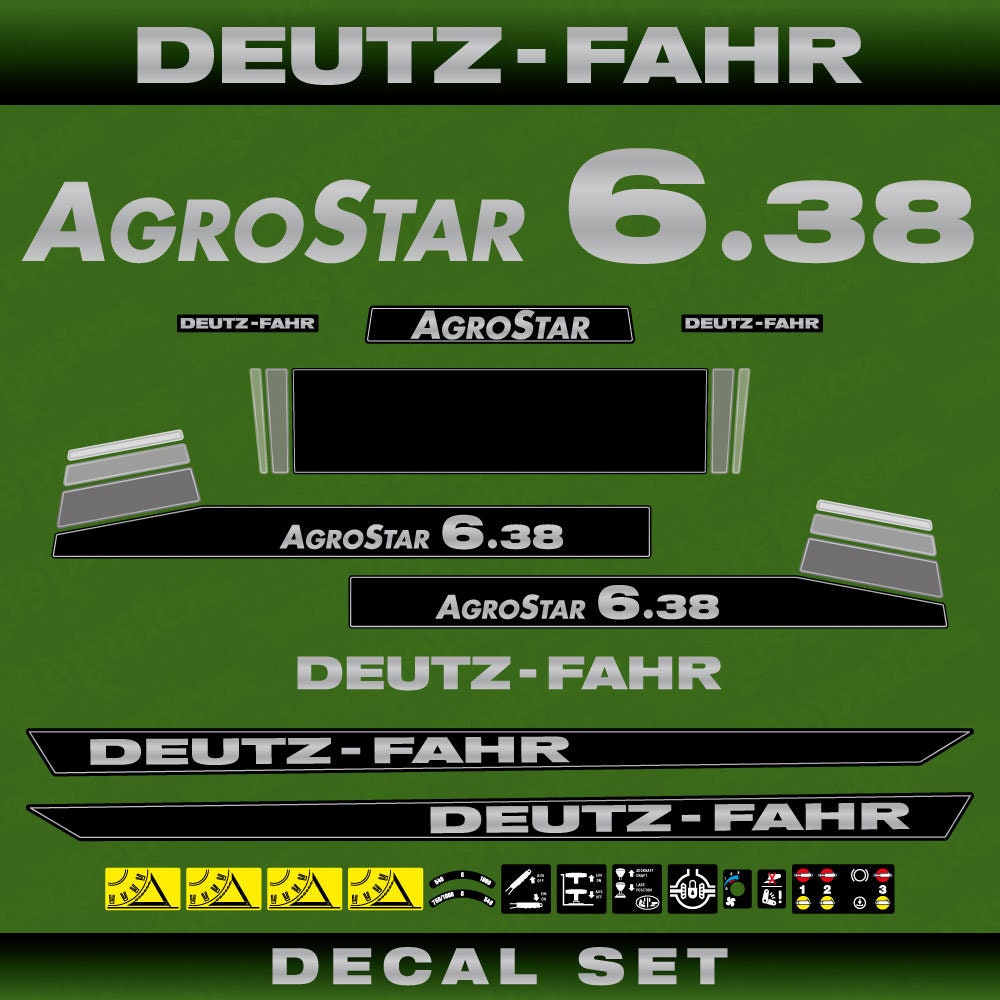 Deutz Fahr AgroStar 6.38 Aftermarket Replacement Tractor Decal (Sticker) Set replacement decal set