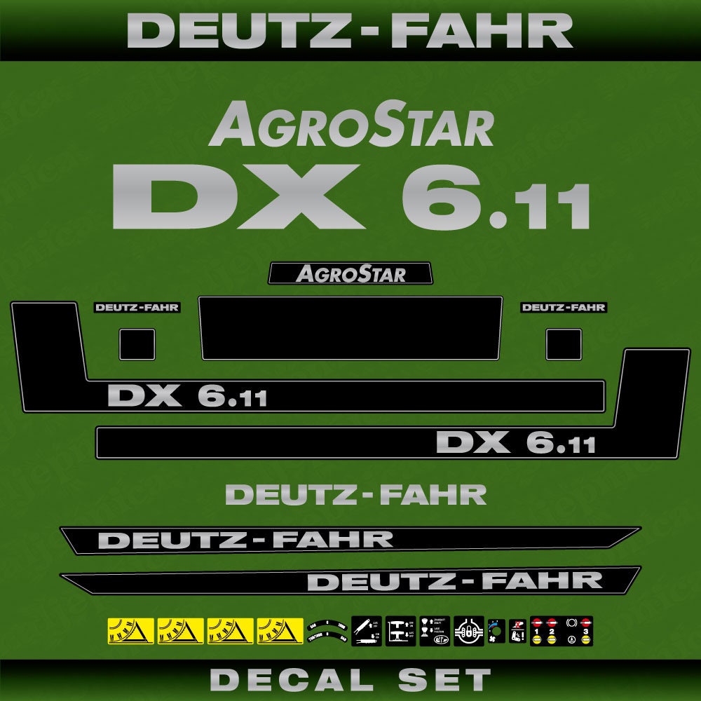 Deutz Fahr AgroStar DX 6.11 Aftermarket Replacement Tractor Decal (Sticker) Set replacement decal set