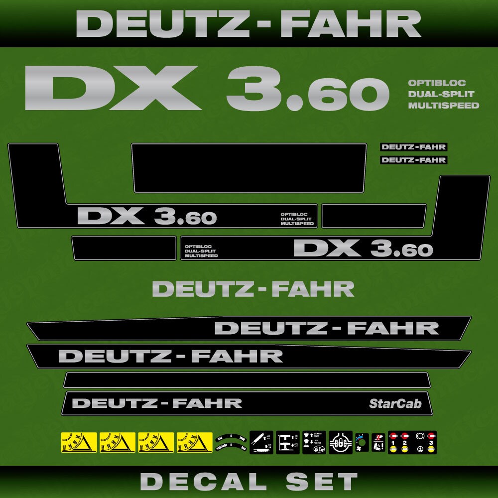 Deutz DX 3.60 ODM Aftermarket Replacement Tractor Decal (Sticker) Set replacement decal set