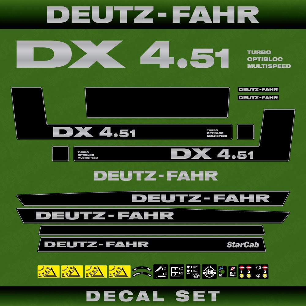 Deutz DX 4.51 TOM Aftermarket Replacement Tractor Decal (Sticker) Set replacement decal set