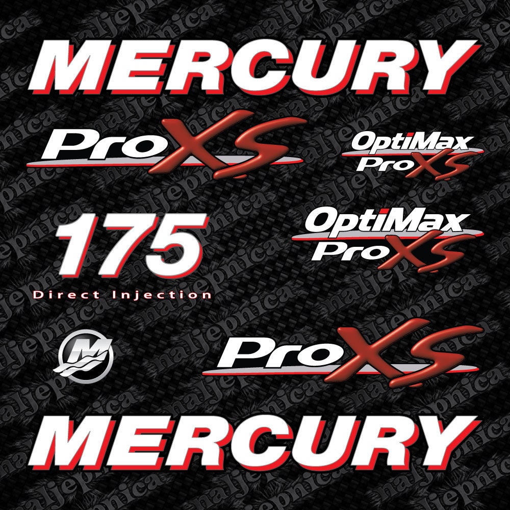 Mercury 175 Pro XS OptiMax 2006-2012 Direct Injection Aftermarket Replacement Outboard Decal Sticker Set