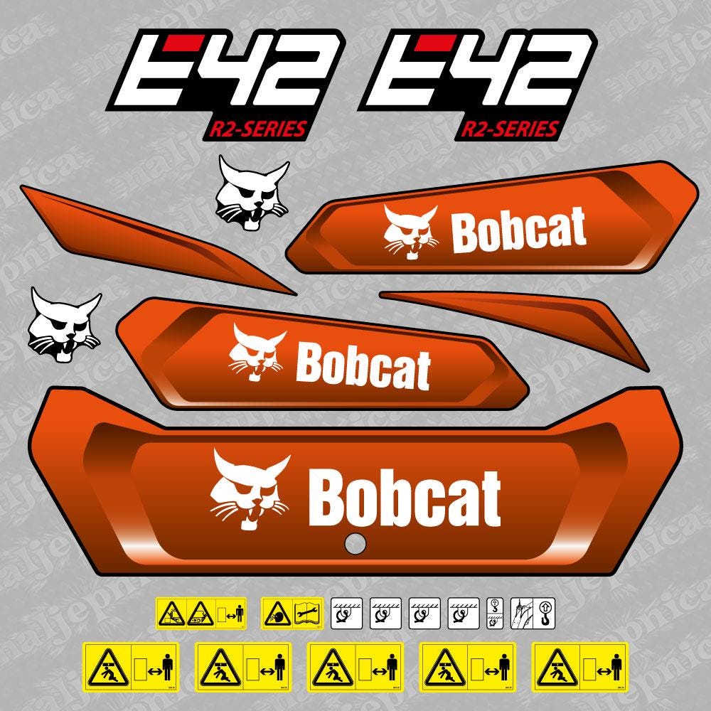 Fits Bobcat E42 Decal Kit Mini Excavator - 7 YEAR 3M VINYL