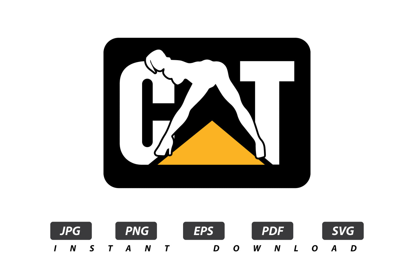 CAT Girl Black Vector Logo / EPS / SVG / PDF / JPG / PNG Instant Download / Print Cut Template