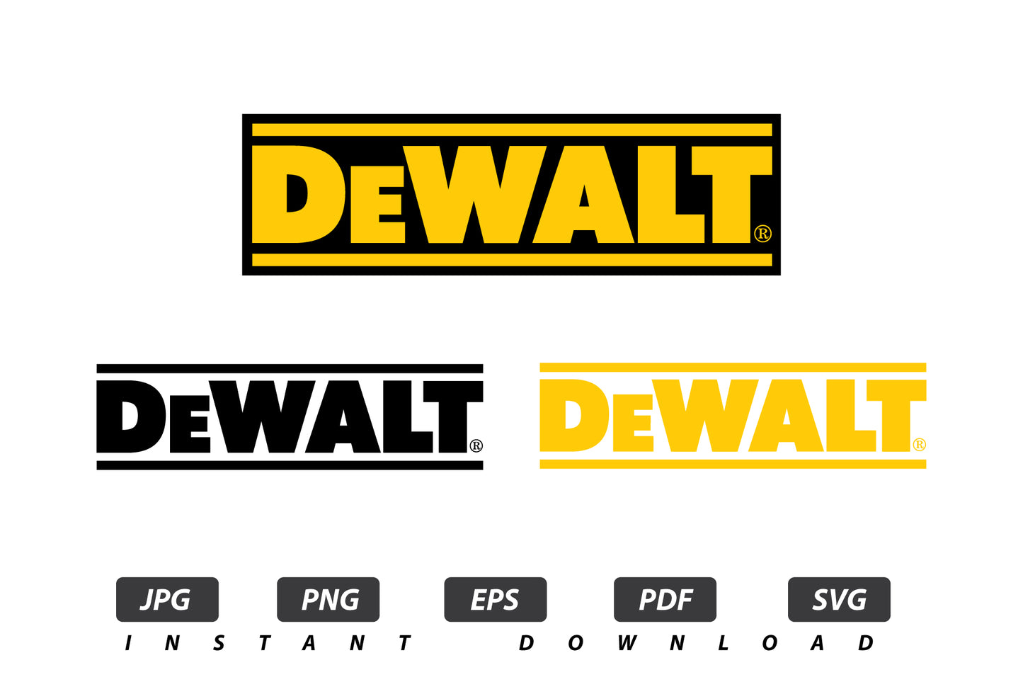 DeWalt Vector Logo / EPS / SVG / PDF / JPG / PNG Instant Download / Print Cut Template