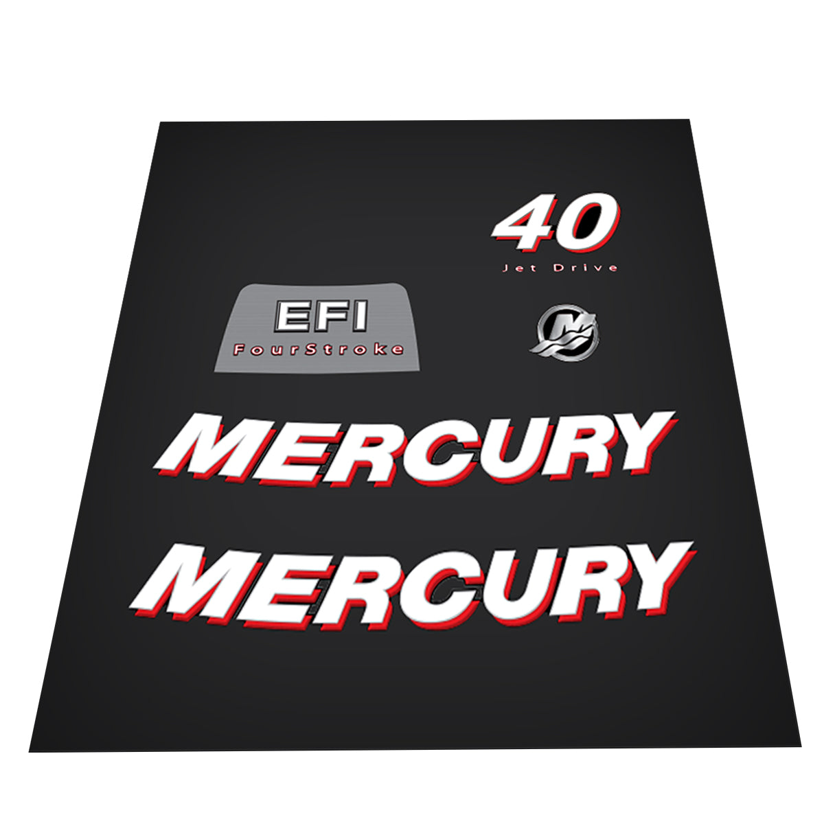 Mercury 40 Big Jet Drive (2006-2012) Outboard Decal (Sticker / Aufkleber) Set replacement decal set