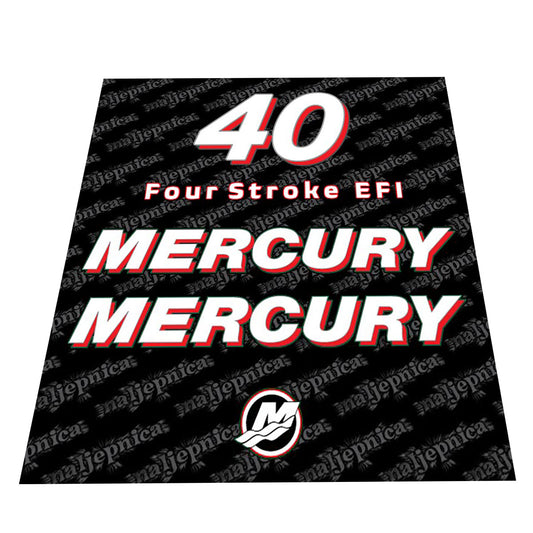 Mercury 40 Four Stroke EFI (2006-2012) Outboard Decal (Sticker / Aufkleber) Set replacement decal set
