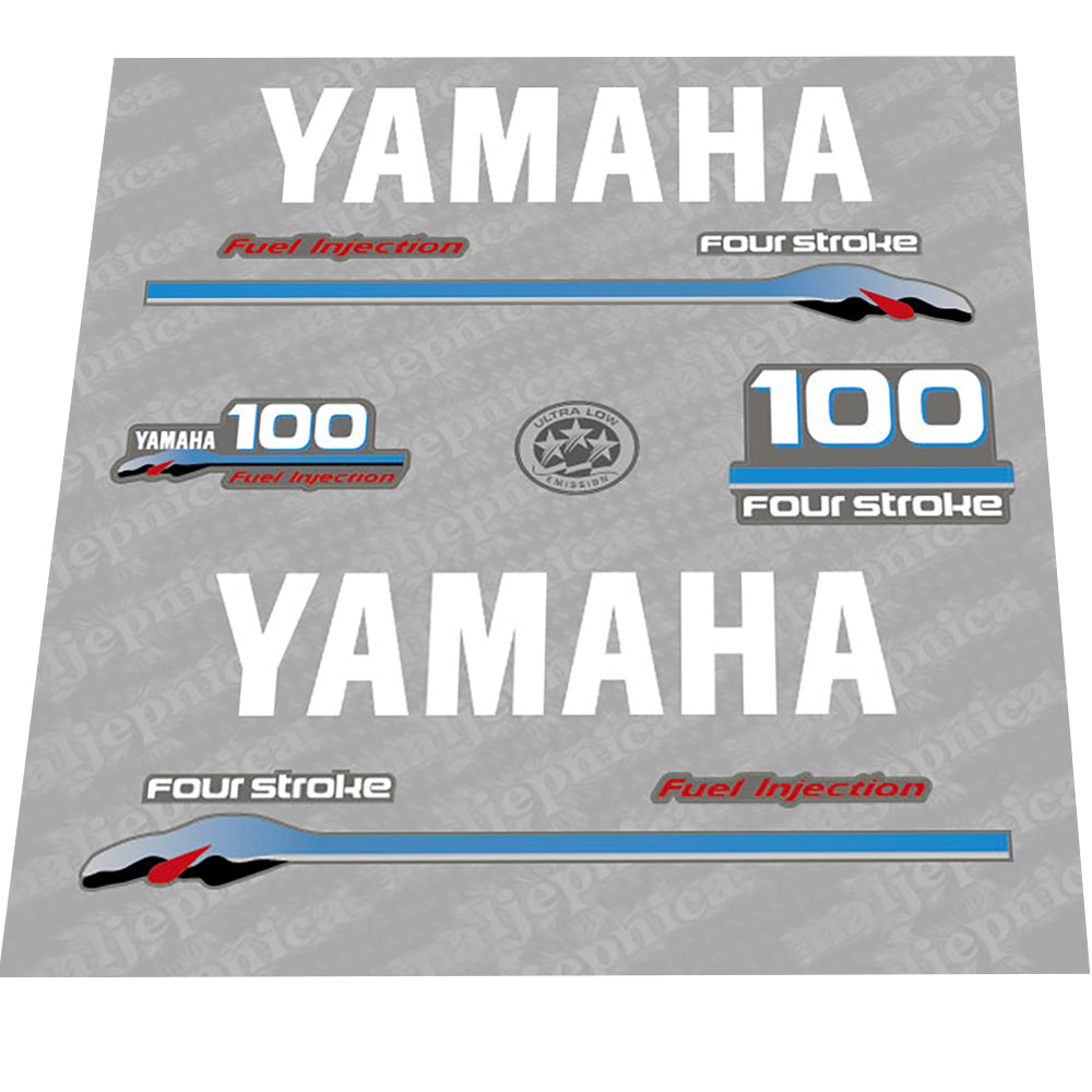Yamaha 100 FOUR STROKE (2000) Gray-White Decal (Sticker) Set replacement decal set