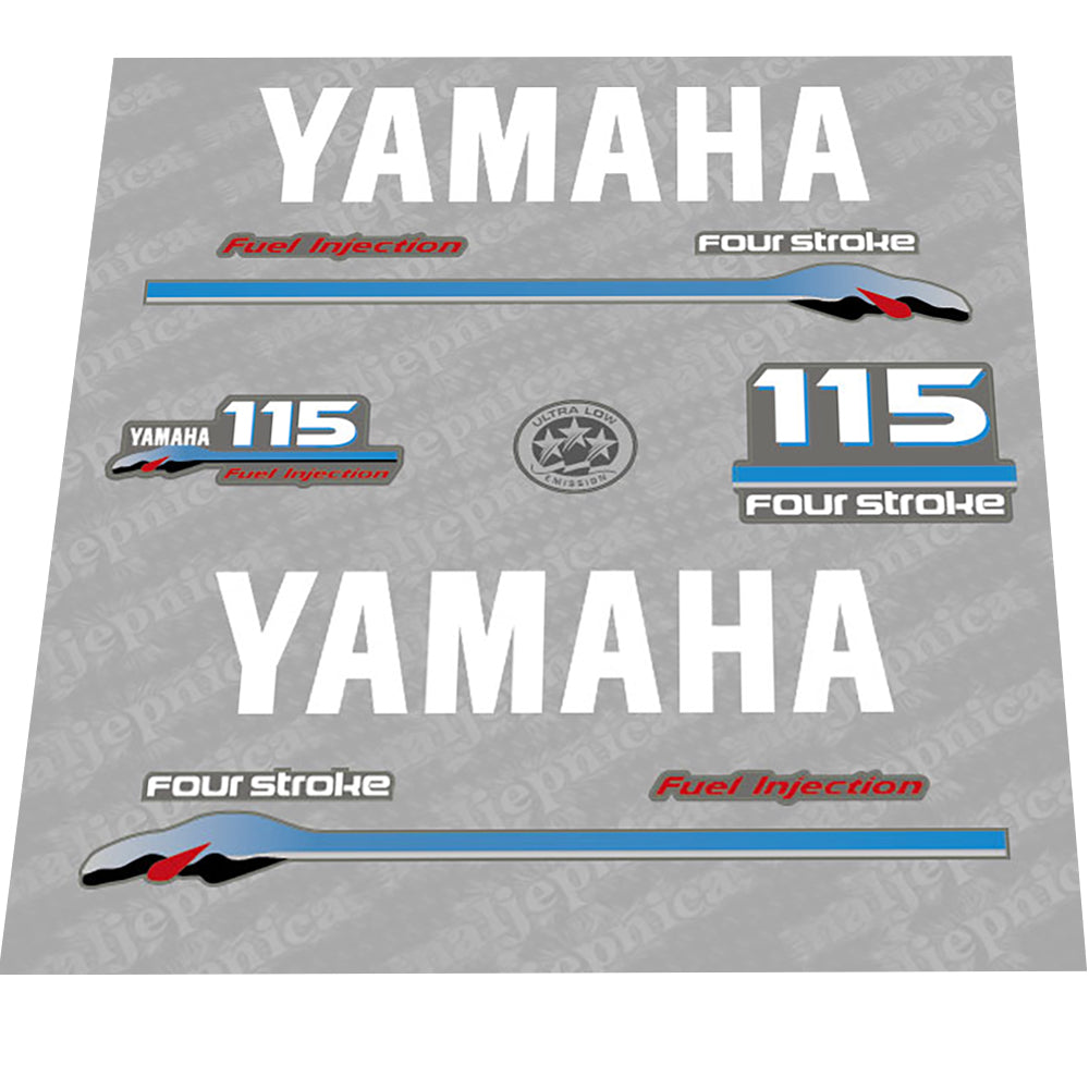 Yamaha 115 FOUR STROKE (2000) Gray-White Decal (Sticker) Set replacement decal set