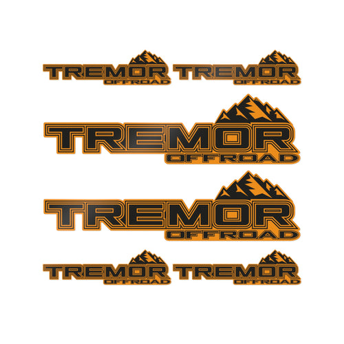 Tremor Off Road Black Orange Decals / Stickers / Bed Side / Set of 6pcs / Made in US / Aftermarket Replacement (DTF) Kit