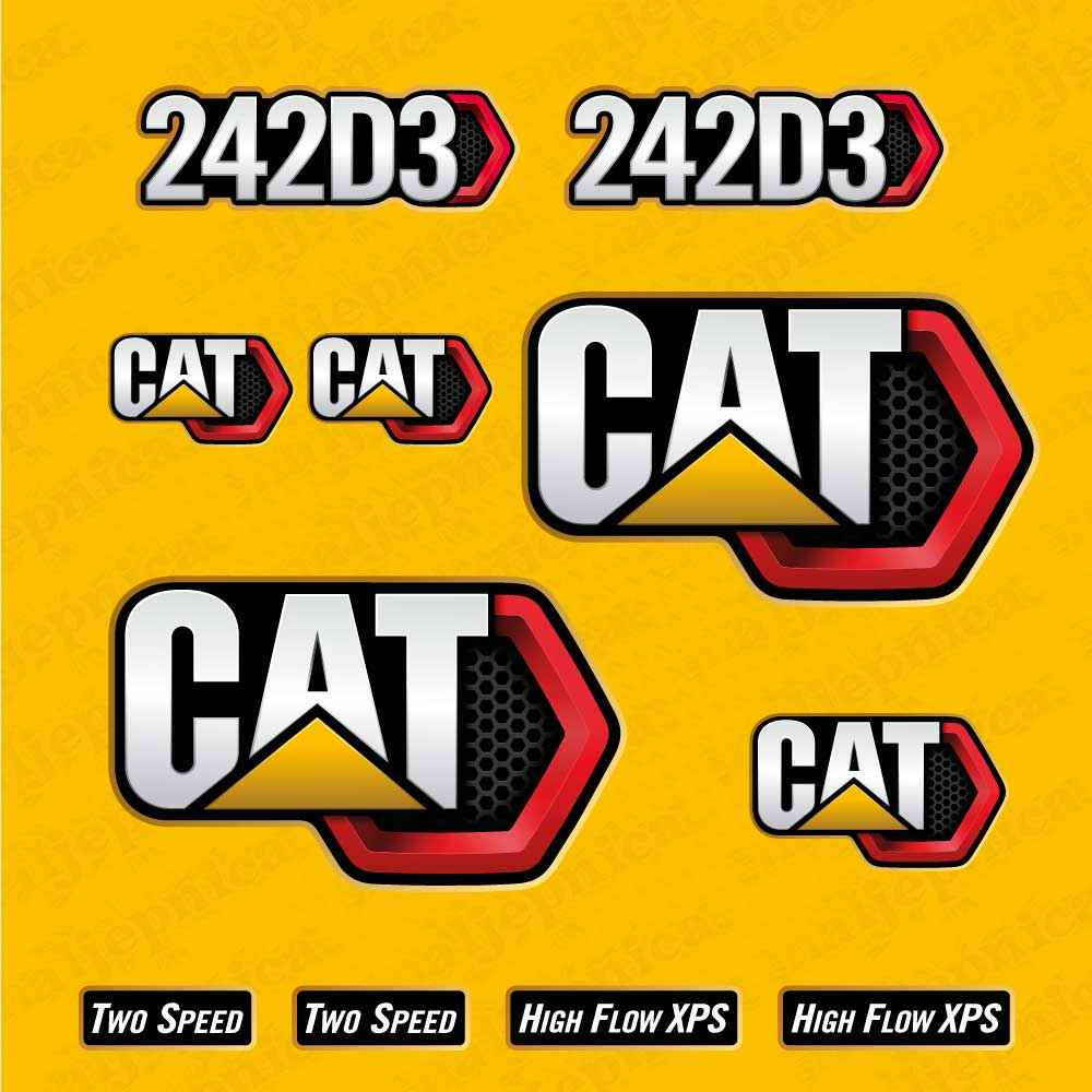 CAT Caterpillar 242D3 Replacement Decal Skid Steer Loader Set