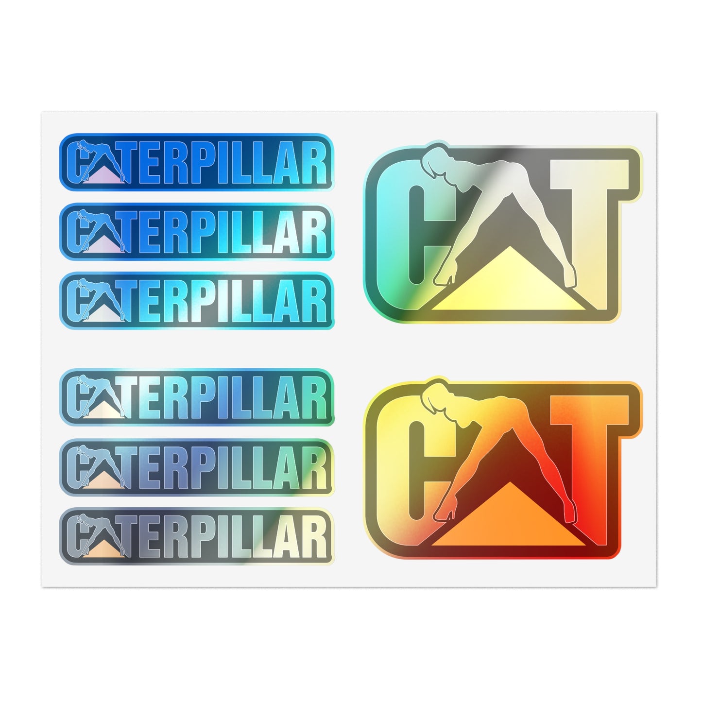 Cat Caterpillar Girl Bundle Decals / 8pcs for Interior & exterior applications / water, scratch, and UV-resistant