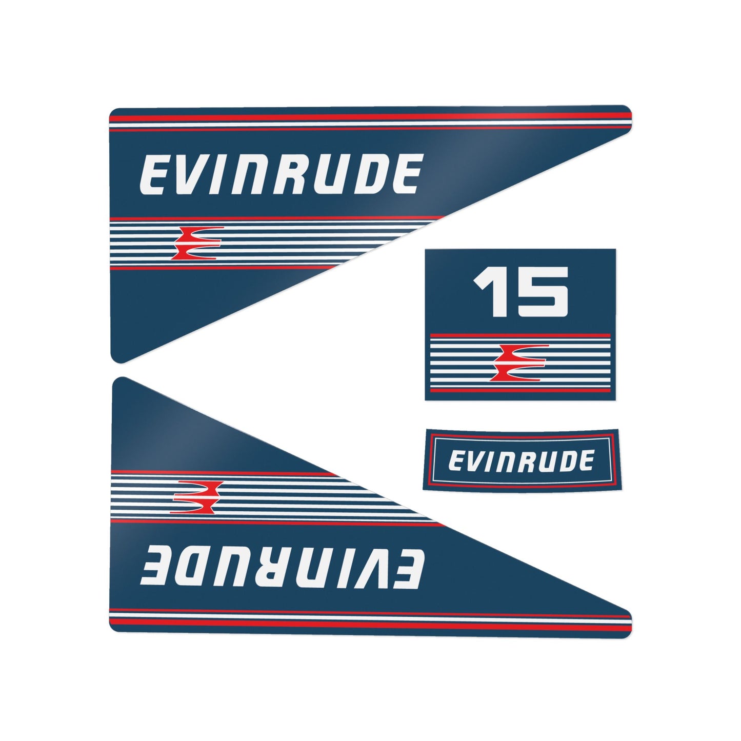 Evinrude 15hp Outboard Engine Decals Sticker Kit Aftermarket Replacement (DTF) Set