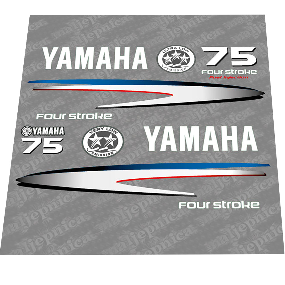 Yamaha 75 FOUR S.2002-2006 Gray-White Decal (Sticker) Set replacement decal set