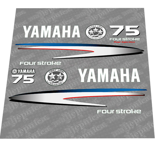 Yamaha 75 FOUR S.2002-2006 Gray-White Decal (Sticker) Set replacement decal set
