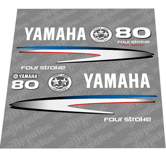Yamaha 80 FOUR S.2002-2006 Gray-White Decal (Sticker) Set replacement decal set