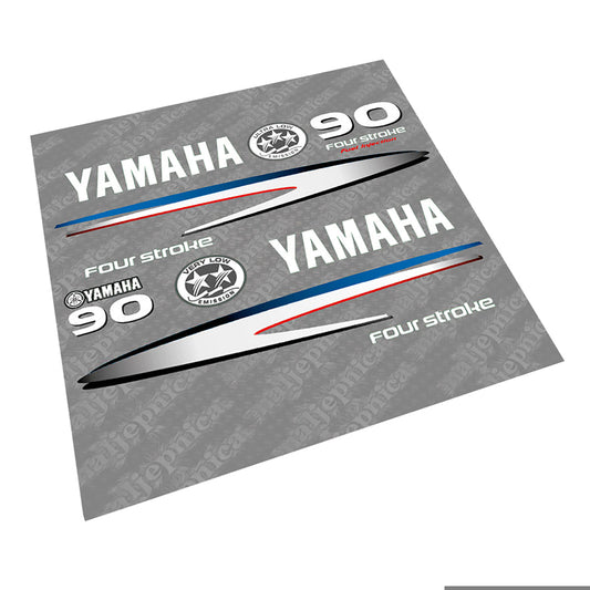 Yamaha 90 FOUR S.2002-2006 Gray-White Decal (Sticker) Set replacement decal set