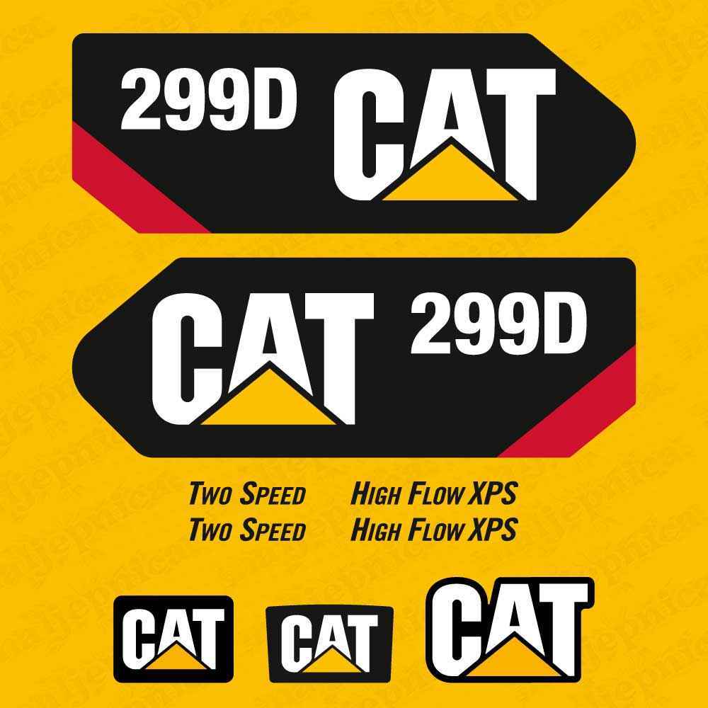CAT Caterpillar 299D XHP Replacement Decal Skid Steer Loader Set