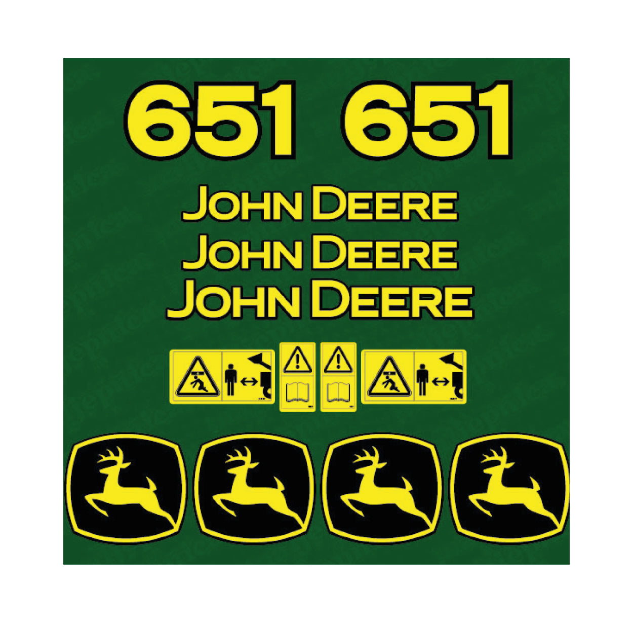John Deere 651 Tractor Decal (Sticker) Set replacement decal set