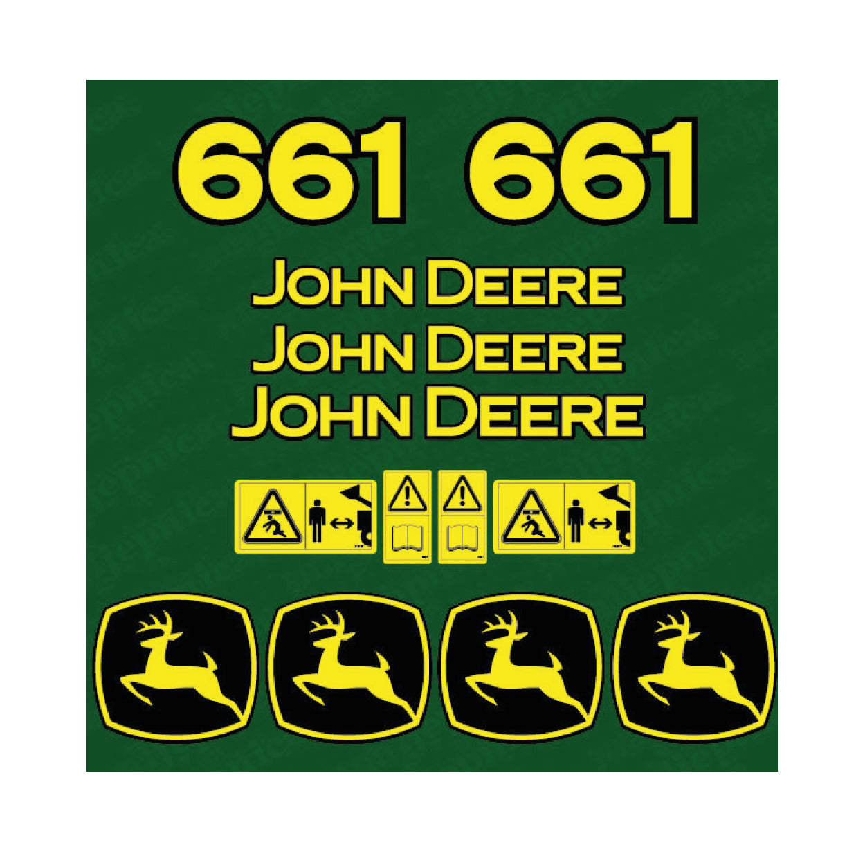John Deere 661 Tractor Decal (Sticker) Set replacement decal set