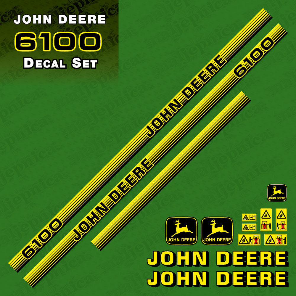 John Deere 6100 Tractor Decal (Sticker) Set replacement decal set
