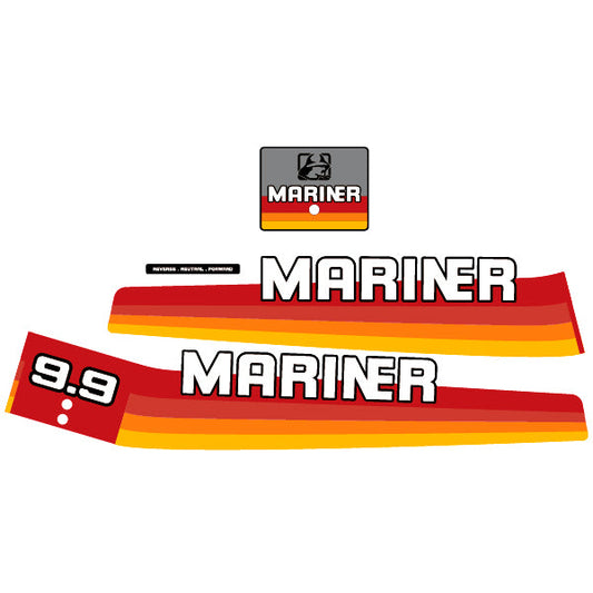 Mariner 9.9 outboard (1978-1983) decal aufkleber adesivo sticker set replacement decal set