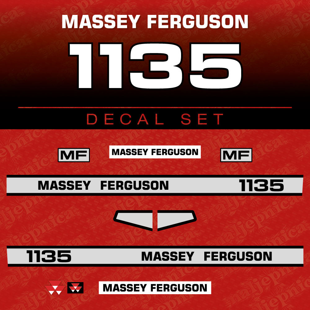 Massey Ferguson 1135 (E) Aftermarket Replacement Tractor Decal (Sticker) Set