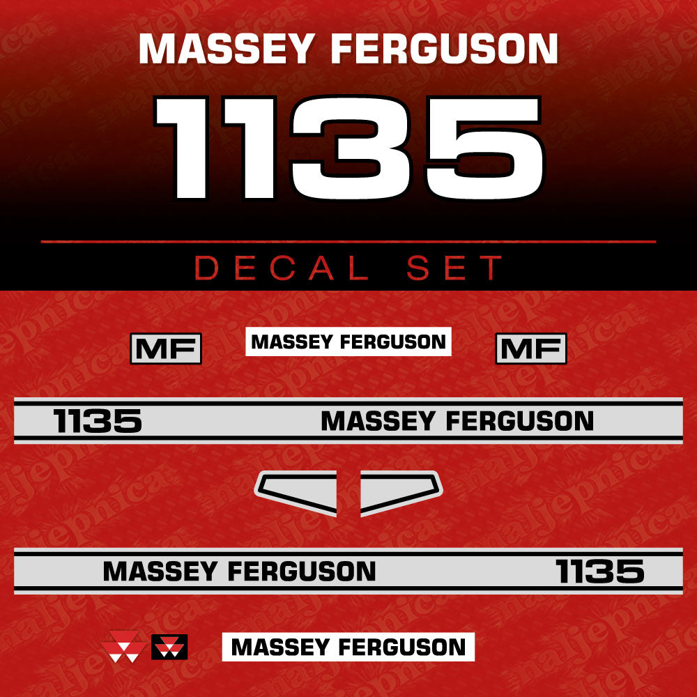 Massey Ferguson 1135 (L) Aftermarket Replacement Tractor Decal (Sticker) Set