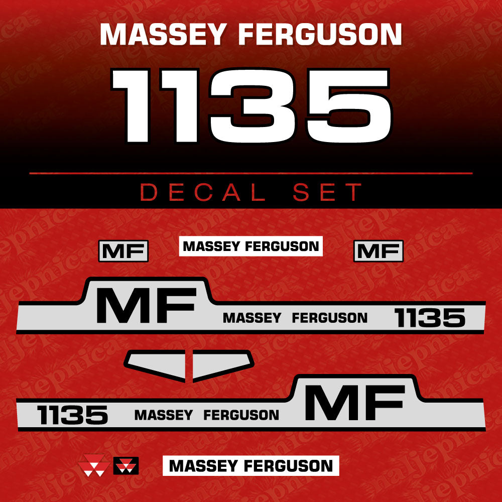 Massey Ferguson 1135 Aftermarket Replacement Tractor Decal (Sticker) Set