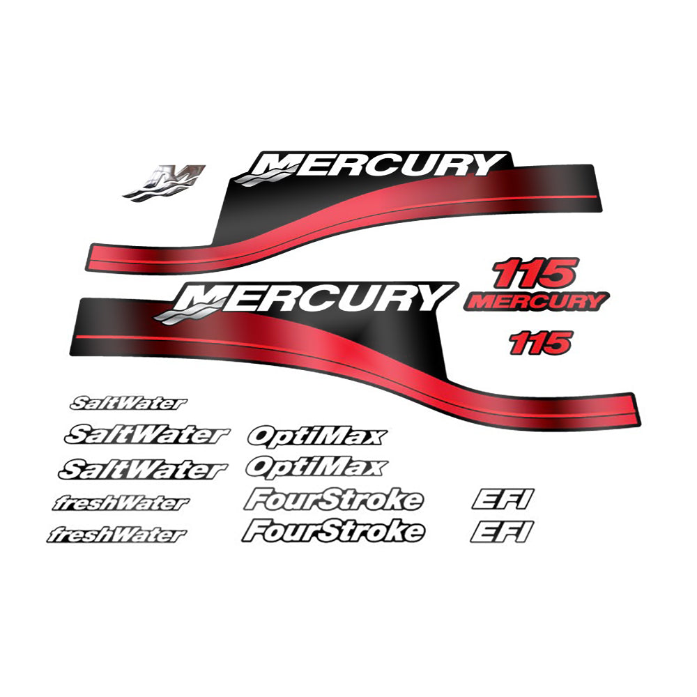 Mercury 115 (1999-2004) Outboard Compatible Replacement Decal (Sticker) Set replacement decal set