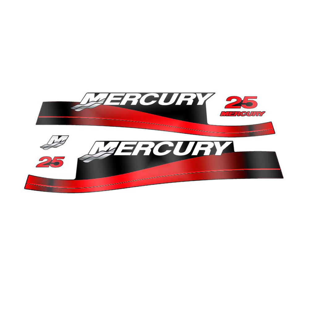 Mercury 25 (1999-2004) Outboard Compatible Replacement Decal (Sticker) Set replacement decal set