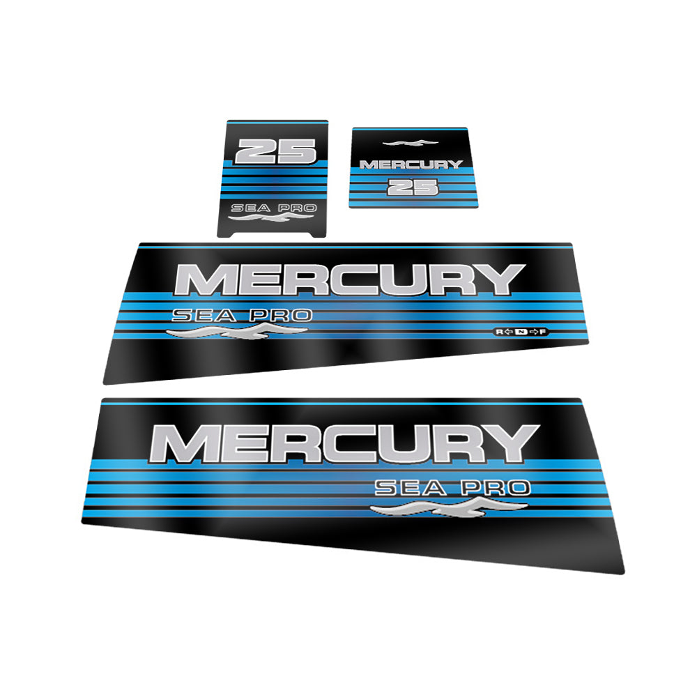 Mercury 25 (1996-1999) Sea Pro Outboard Compatible Replacement Decal (Sticker) Set replacement decal set