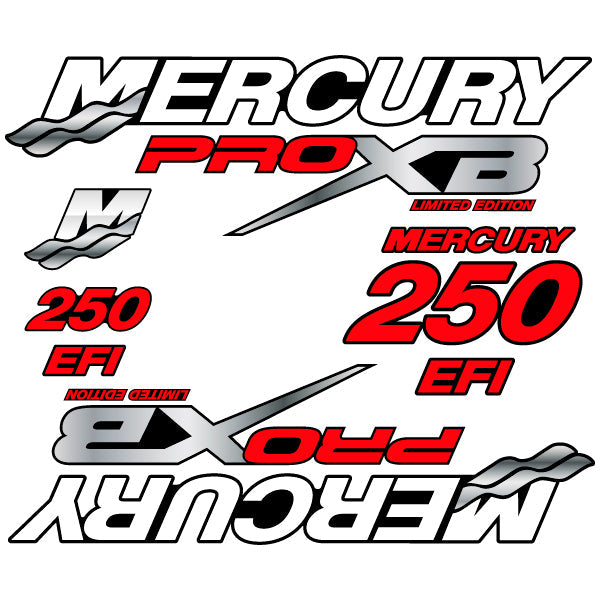 Mercury Pro XB 250 outboard decal aufkleber adesivo sticker set replacement decal set