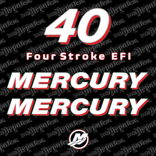 Mercury 40 Four stroke EFI outboard (2006-2012) decal aufkleber sticker set replacement decal set