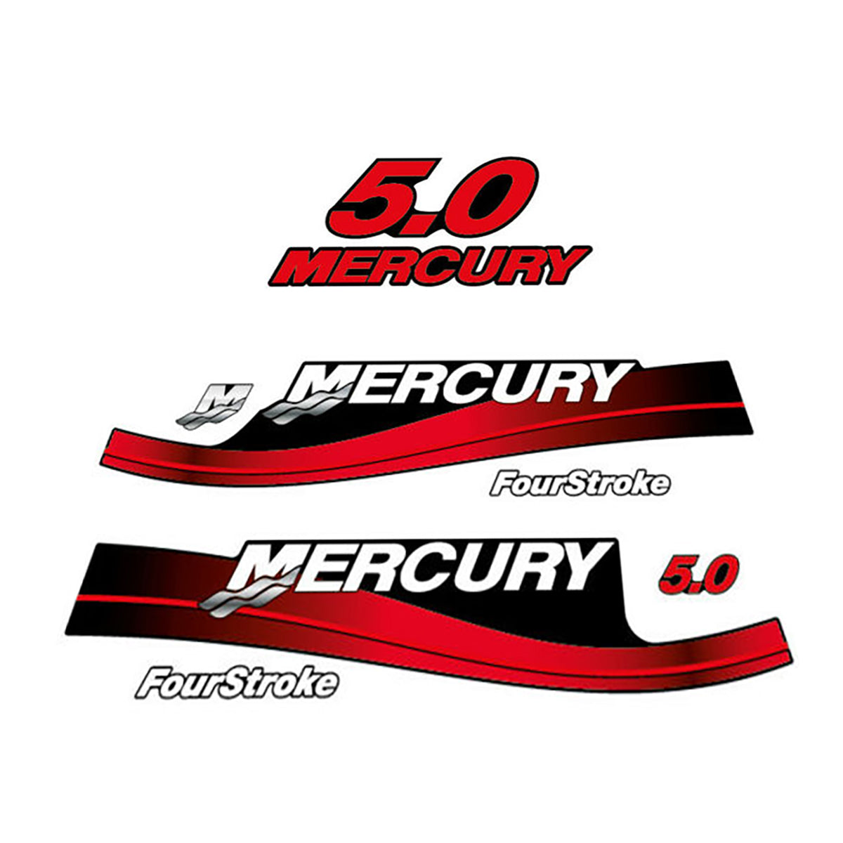 Mercury 5.0 Four Stroke (1999-2004) Outboard Decal (Sticker / Aufkleber) Set replacement decal set